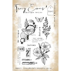 Tracy Evans Boutique Designs Dog Rose and Butterfly A5 Clear Stamps te45