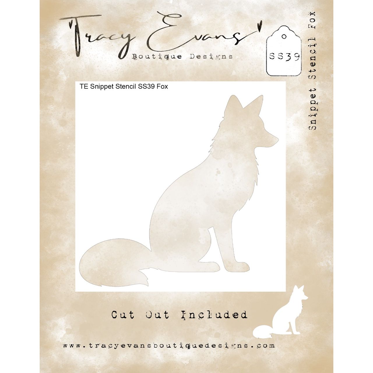 Tracy Evans Boutique Designs Fox 4x4 Snippet Stencil ss39
