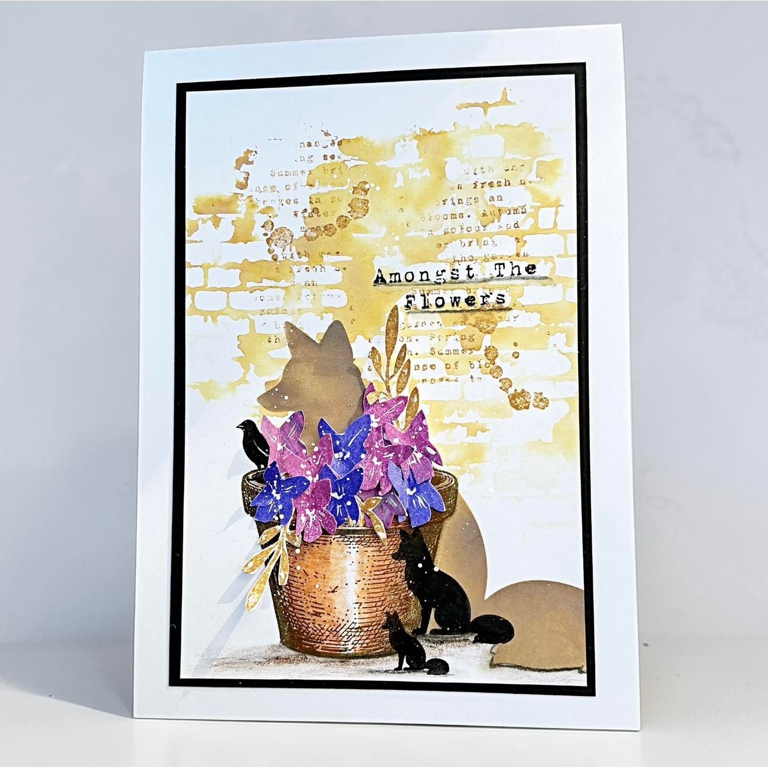 Tracy Evans Boutique Designs Fox 4x4 Snippet Stencil ss39 amongst the flowers