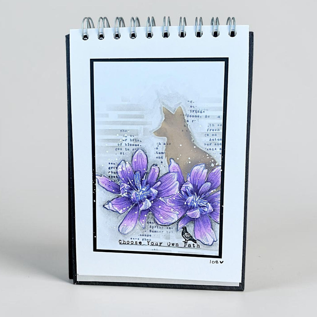 Tracy Evans Boutique Designs Fox 4x4 Snippet Stencil ss39 purple flowers