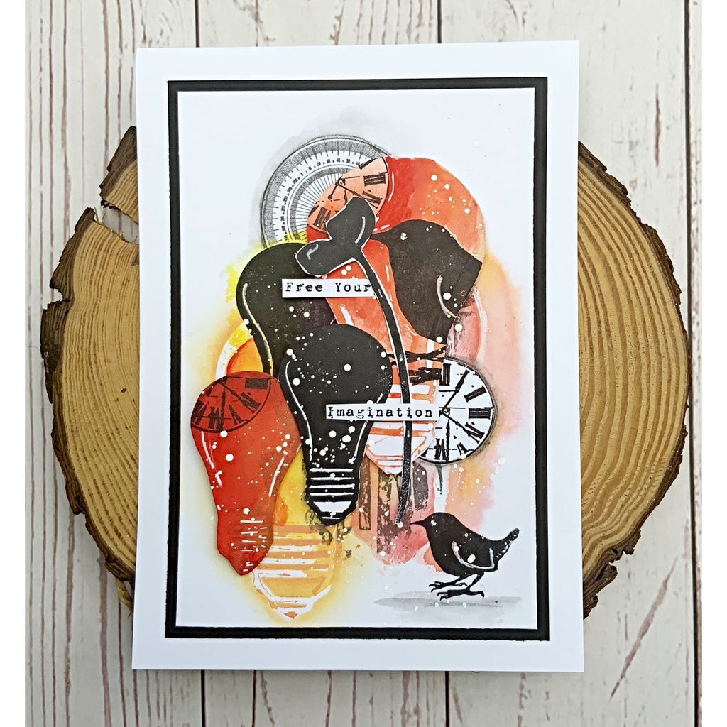 Tracy Evans Boutique Designs Garden Elements A5 Clear Stamps te30 clock