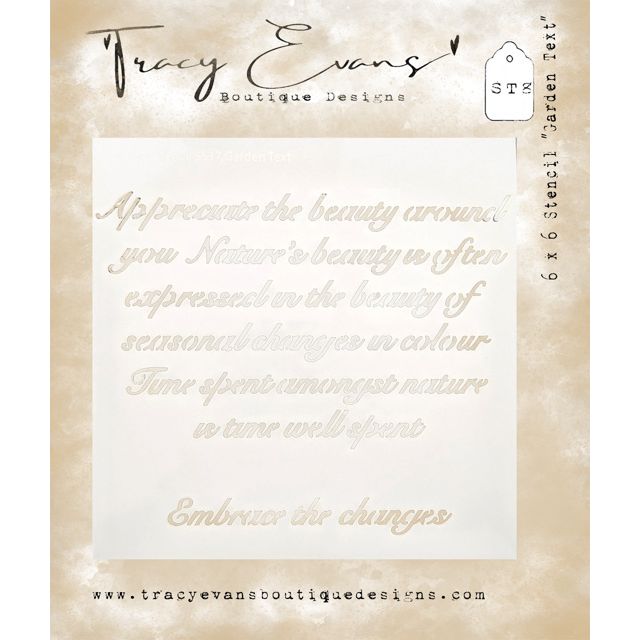 Tracy Evans Boutique Designs Garden Text 6x6 Stencil st8