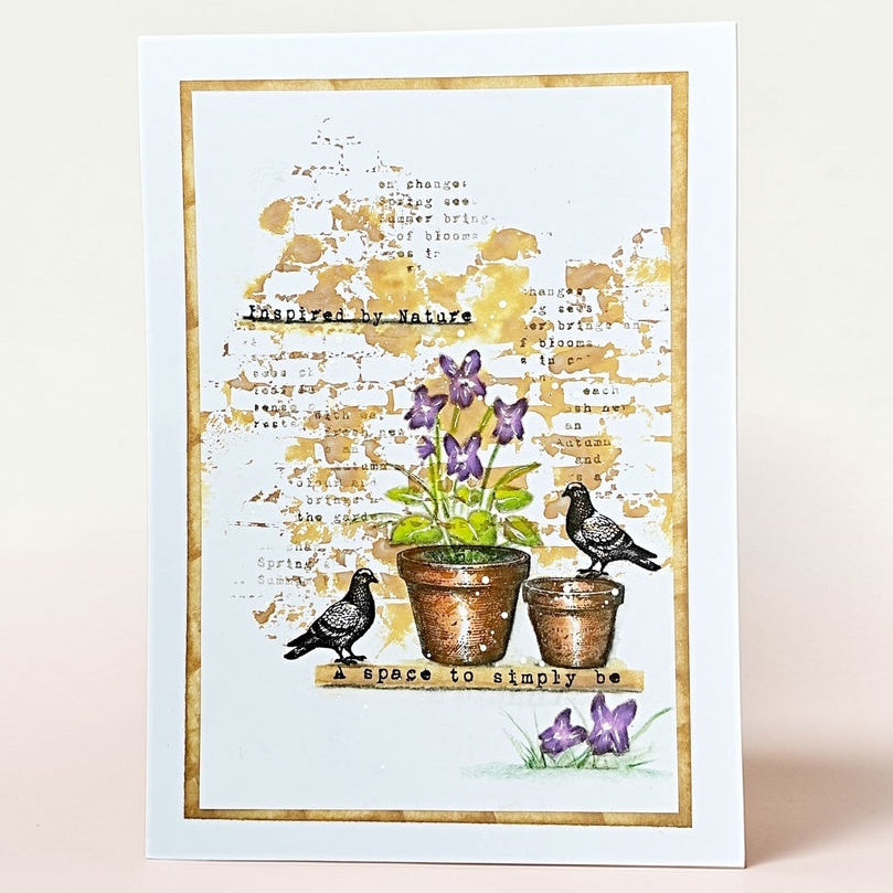 Tracy Evans Boutique Designs Good Things Take Time A5 Clear Stamp Set te60 purple flowers