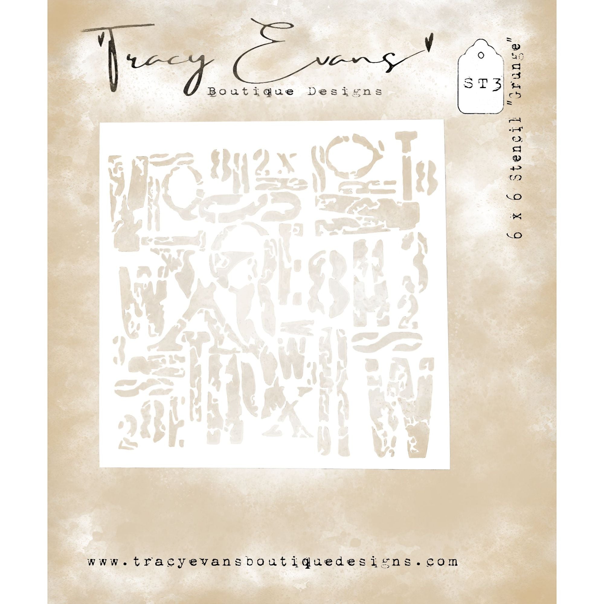Tracy Evans Boutique Designs Grunge Stencil 6x6 Stencil st3