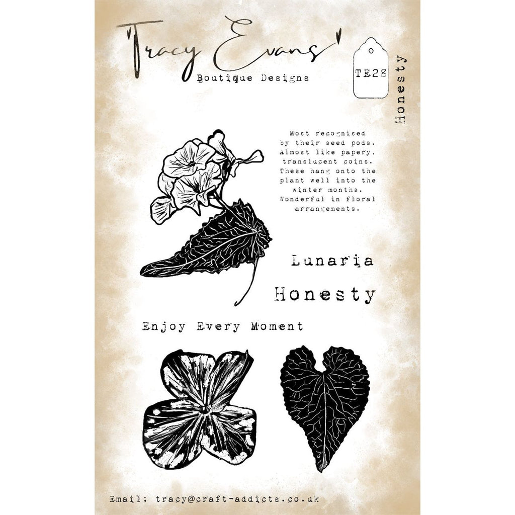 Tracy Evans Boutique Designs Honesty A6 Clear Stamps te28