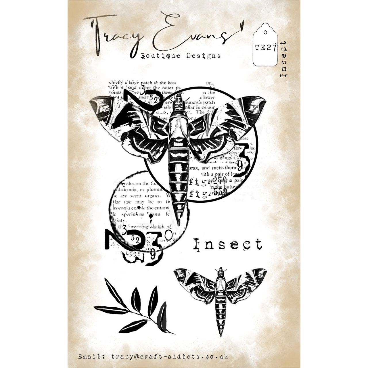 Tracy Evans Boutique Designs Insect A7 Clear Stamps te27