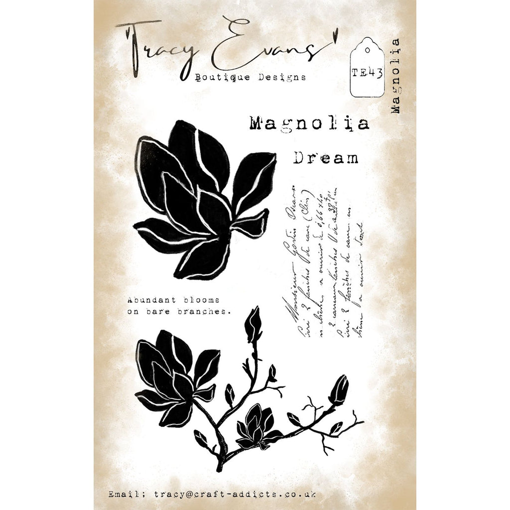 Tracy Evans Boutique Designs Magnolia A6 Clear Stamps te43