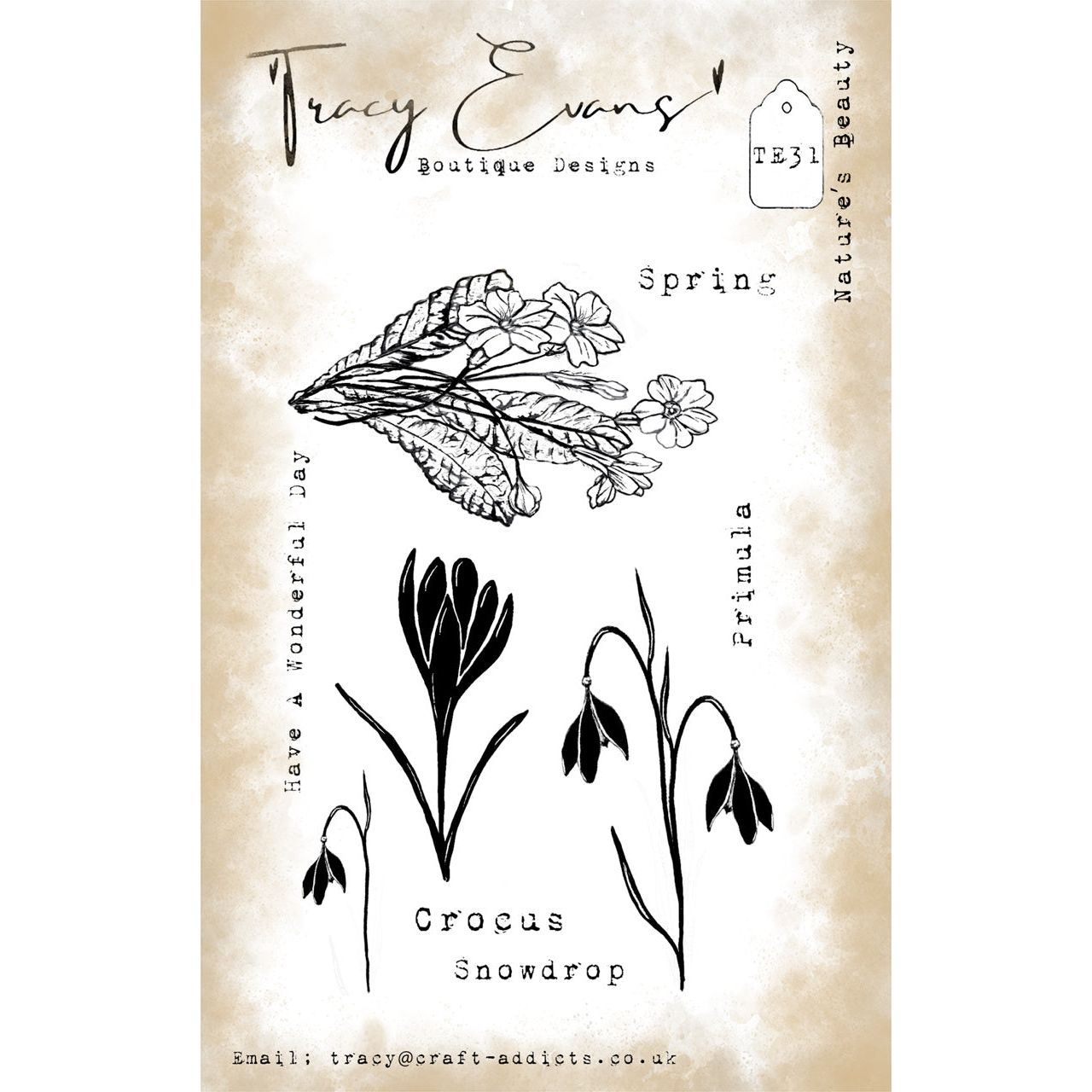 Tracy Evans Boutique Designs Nature's Beauty A6 Clear Stamps te31