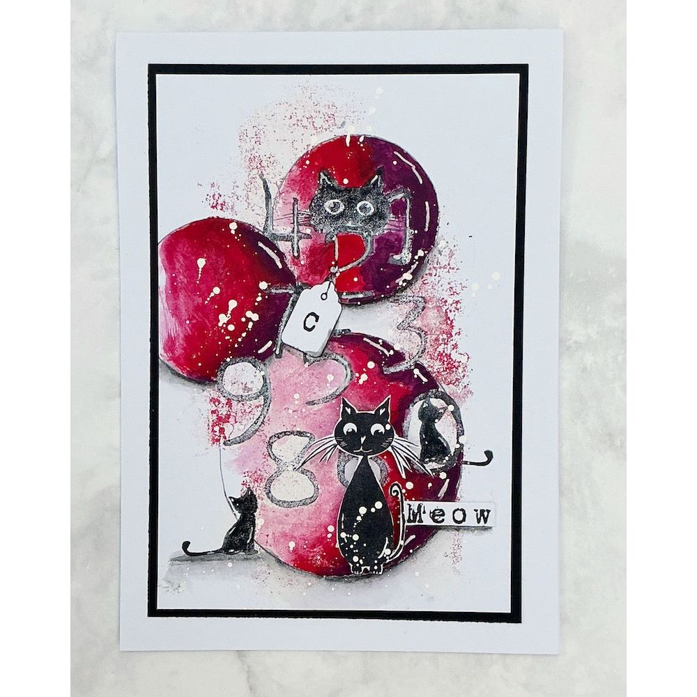 Tracy Evans Boutique Designs Numerical Cats A5 Clear Stamps te36 meow