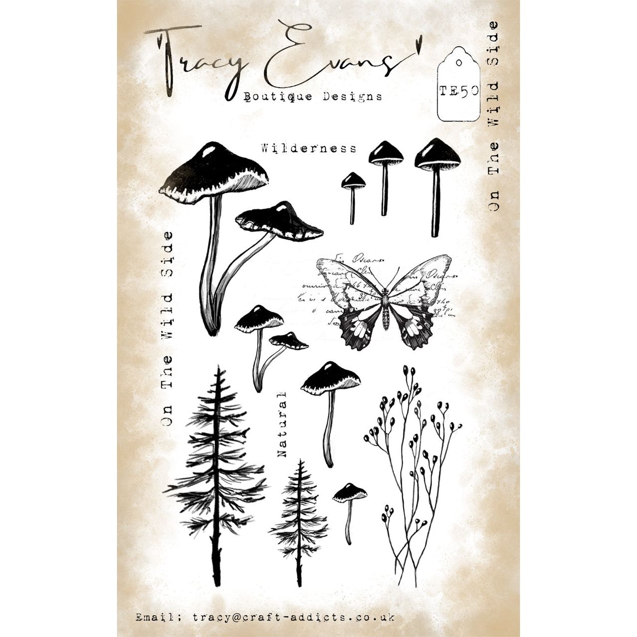 Tracy Evans Boutique Designs On The Wild Side A6 Clear Stamps te50