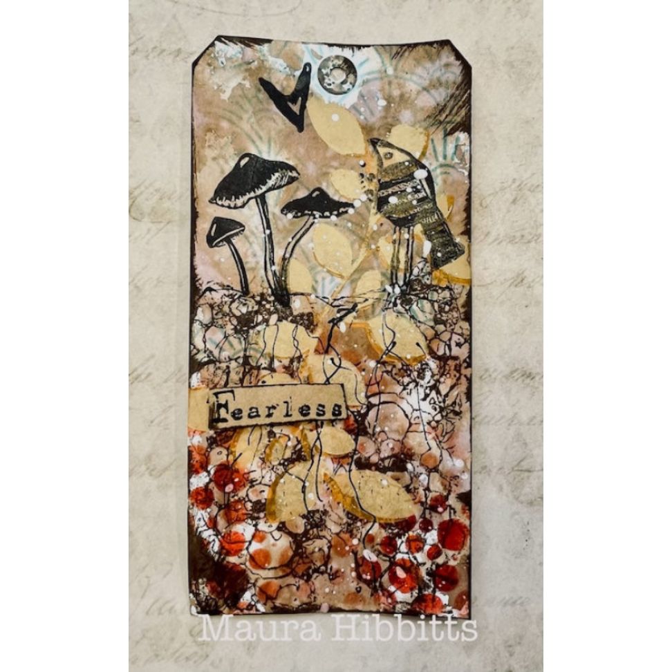 Tracy Evans Boutique Designs On The Wild Side A6 Clear Stamps te50 mushrooms bird heart fearless tag card maura hibbitts | color-code:ALT01