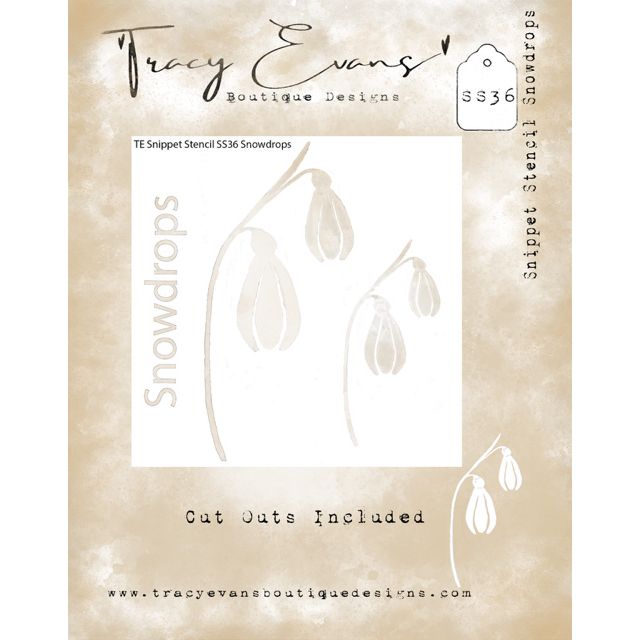 Tracy Evans Boutique Designs Snowdrops 4x4 Snippet Stencil ss36