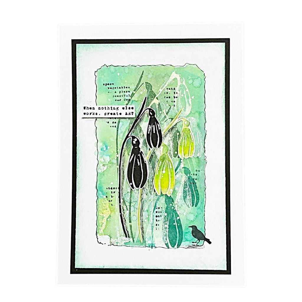 Tracy Evans Boutique Designs Snowdrops 4x4 Snippet Stencil ss36 bird