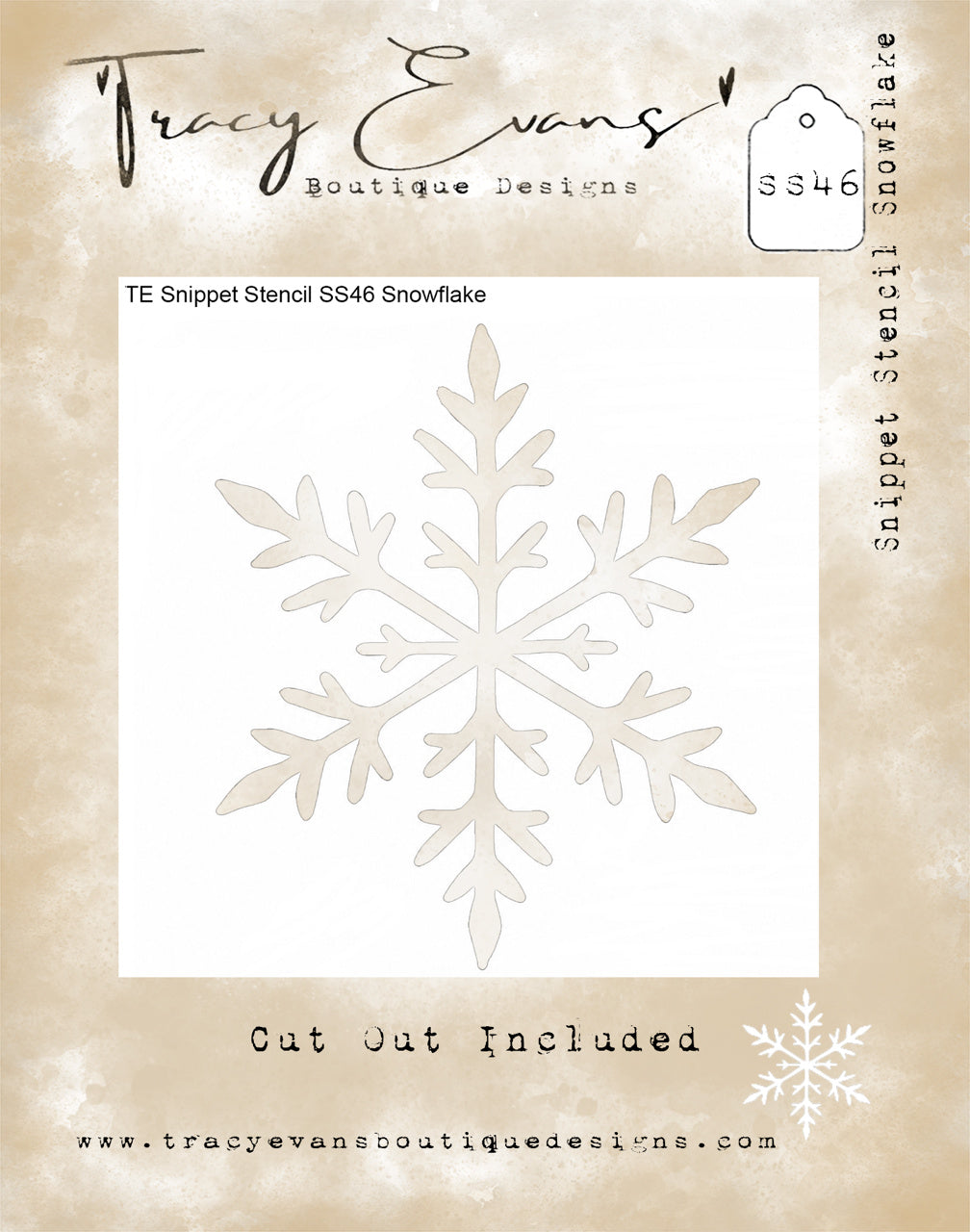 Tracy Evans Boutique Designs Snowflake 4x4 Snippet Stencil ss46