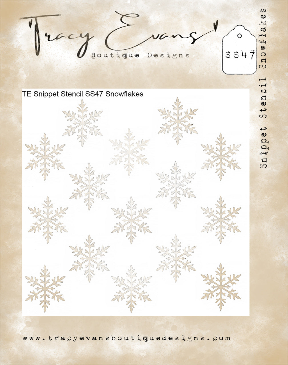 Tracy Evans Boutique Designs Snowflakes 4x4 Snippet Stencil ss47