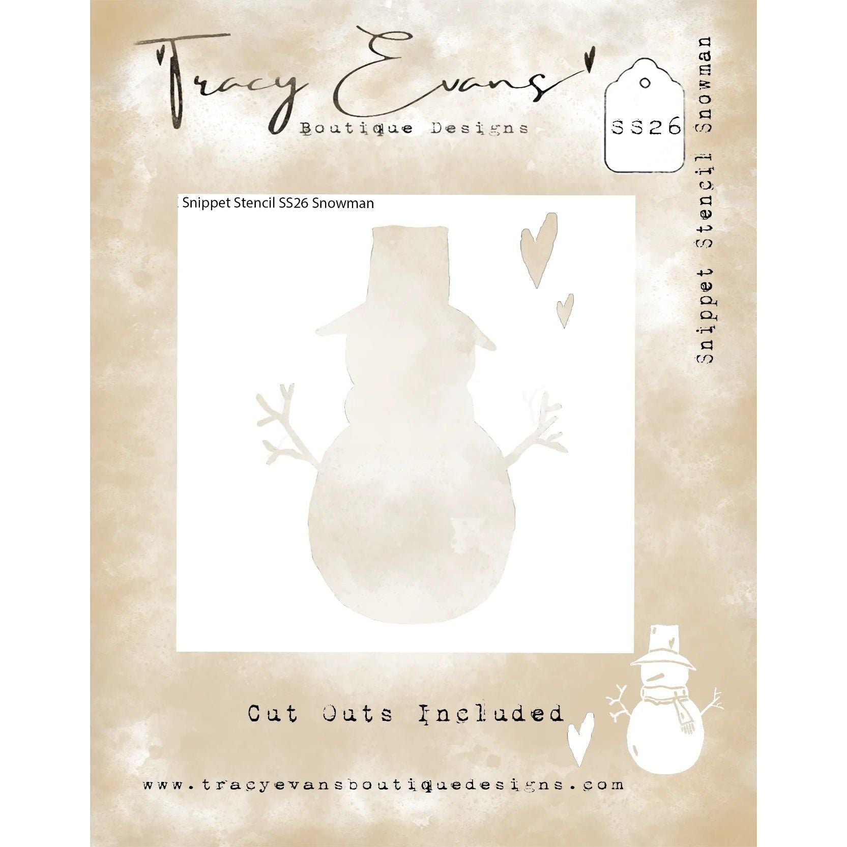 Tracy Evans Boutique Designs Snowman Snippet Stencil ss026