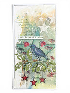 Tracy Evans Boutique Designs Star 4x4 Snippet Stencil ss41 bird on branch red flowers star background with warmest wishes card