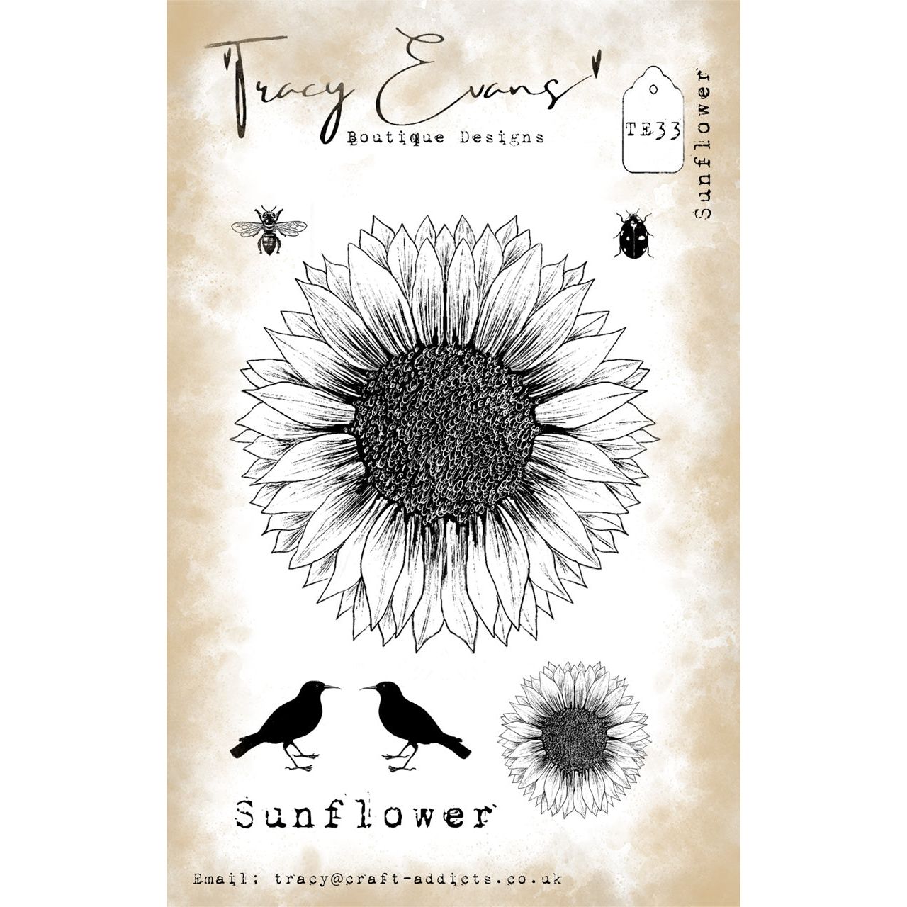 Tracy Evans Boutique Designs Sunflower A6 Clear Stamps te33