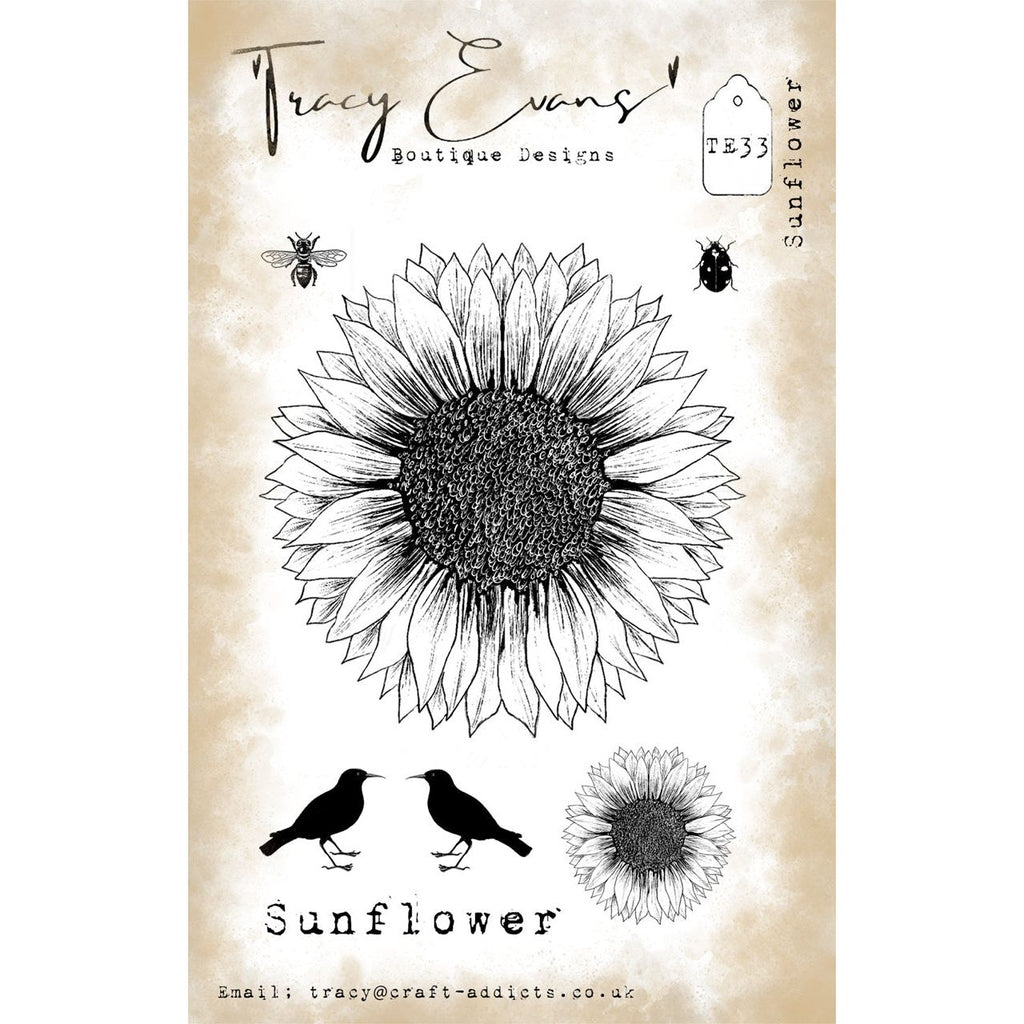 Tracy Evans Boutique Designs Sunflower A6 Clear Stamps te33