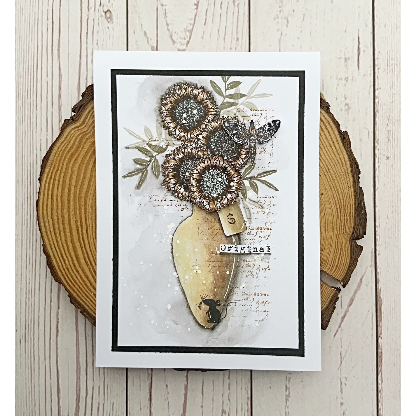 Tracy Evans Boutique Designs Sunflower A6 Clear Stamps te33 vase