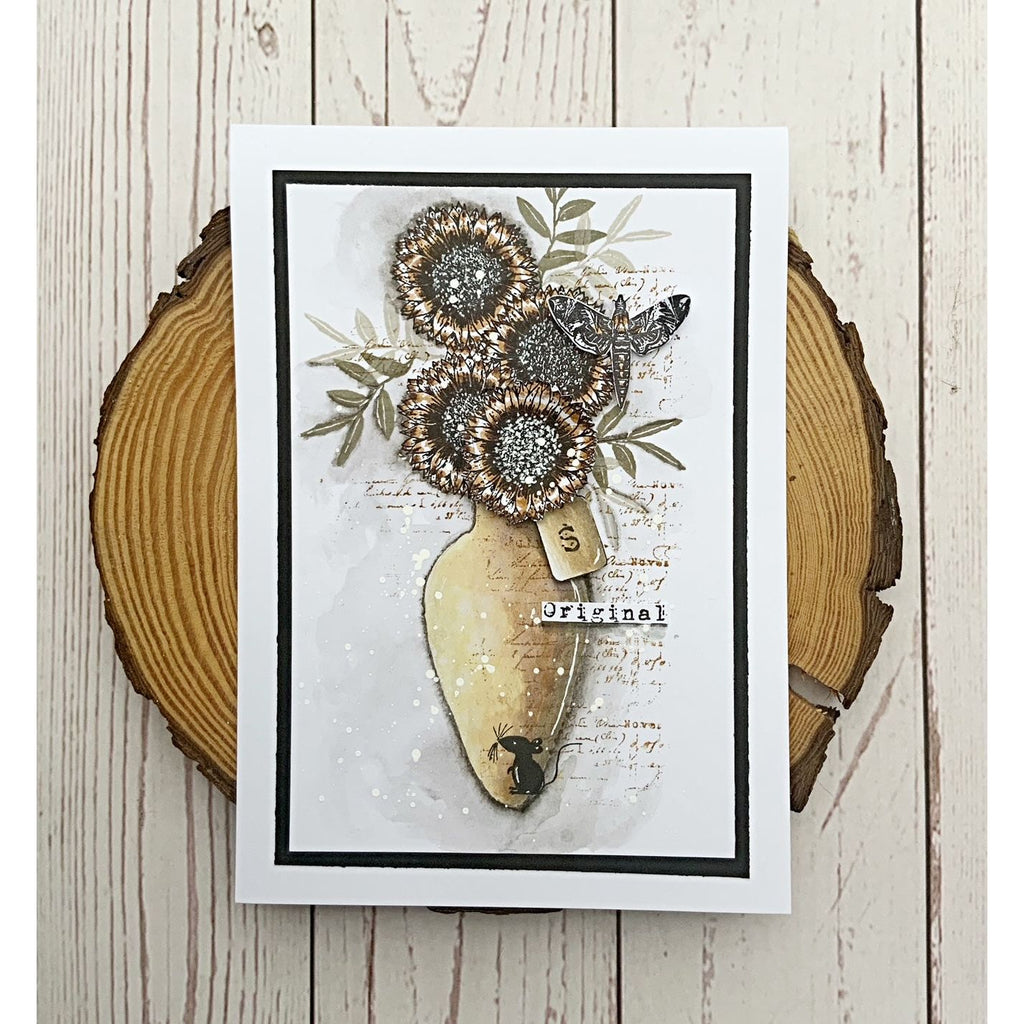 Tracy Evans Boutique Designs Sunflower A6 Clear Stamps te33 vase