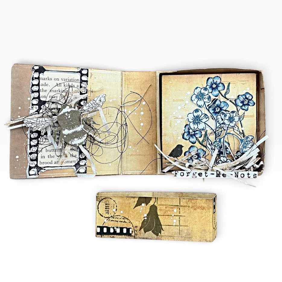 Tracy Evans Boutique Designs Three Inch Book Die di12 flower blue book with bee