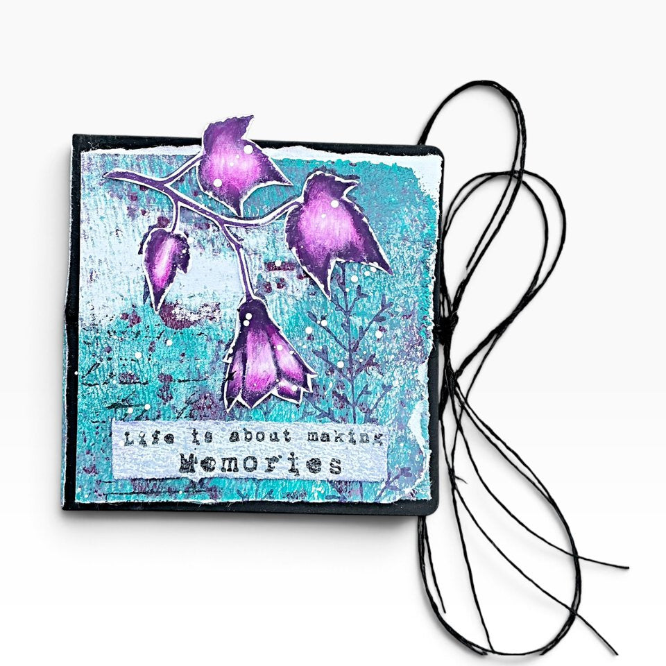 Tracy Evans Boutique Designs Three Inch Book Die di12 memories blue book with tie