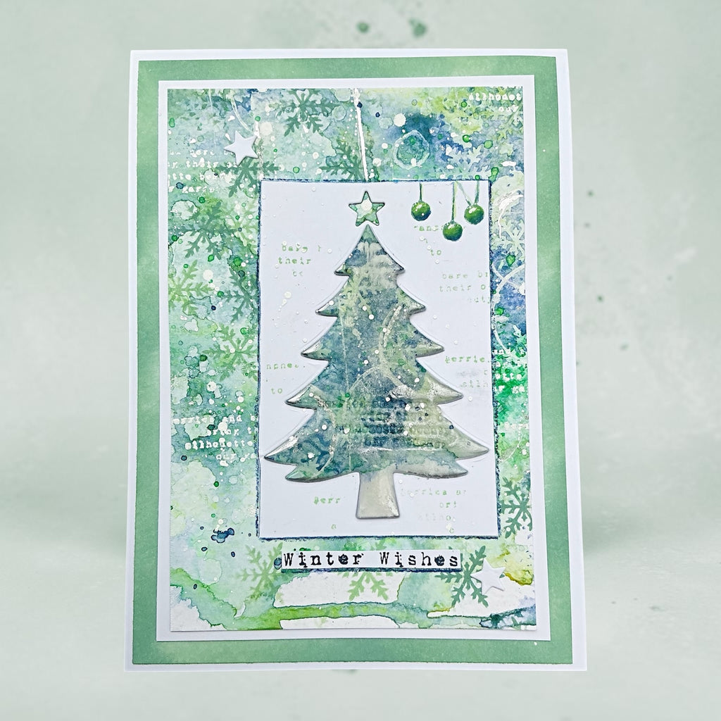 Tracy Evans Boutique Designs Tree and Star Cuts Dies di09 winter wishes christmas tree card