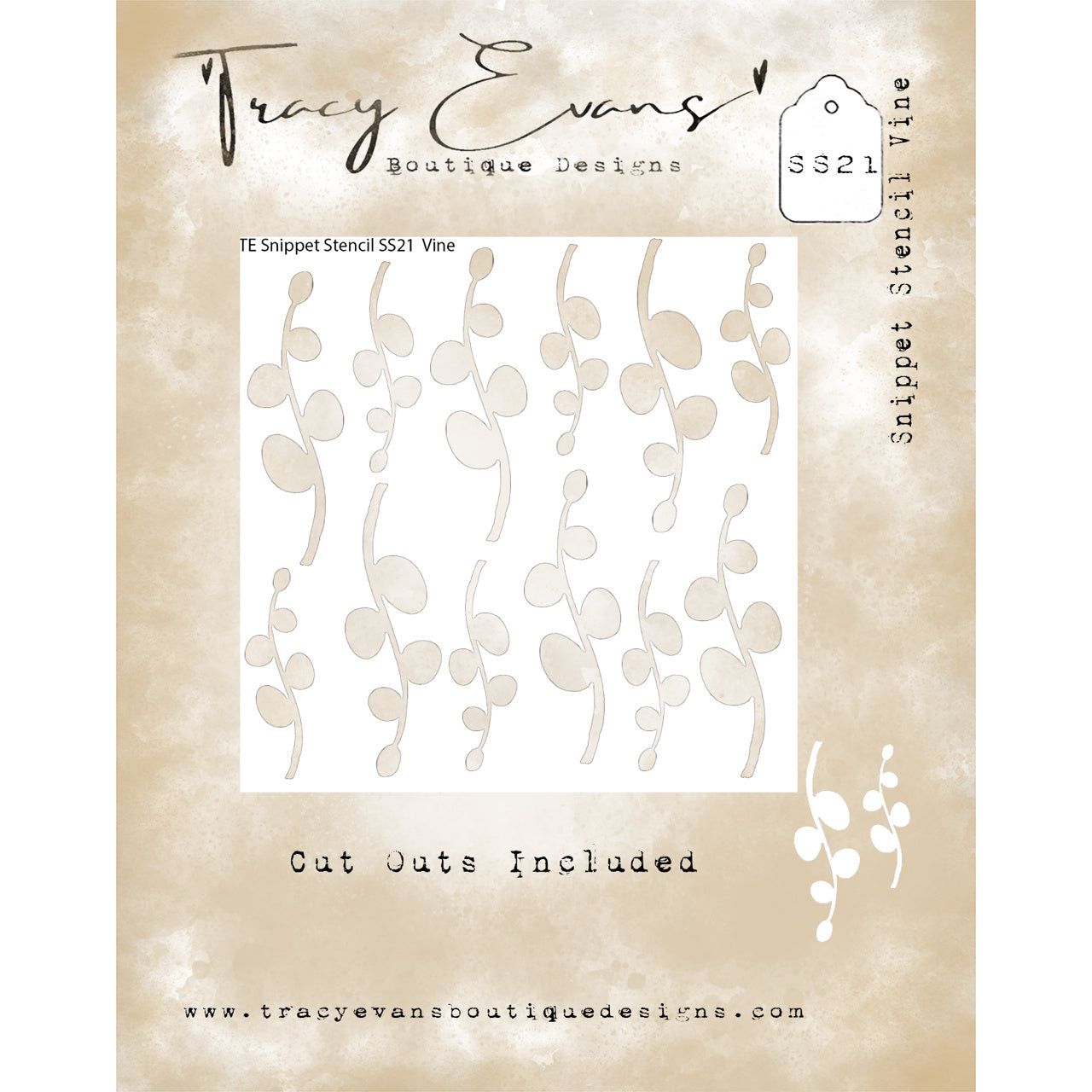 Tracy Evans Boutique Designs Vine Snippet Stencil ss21