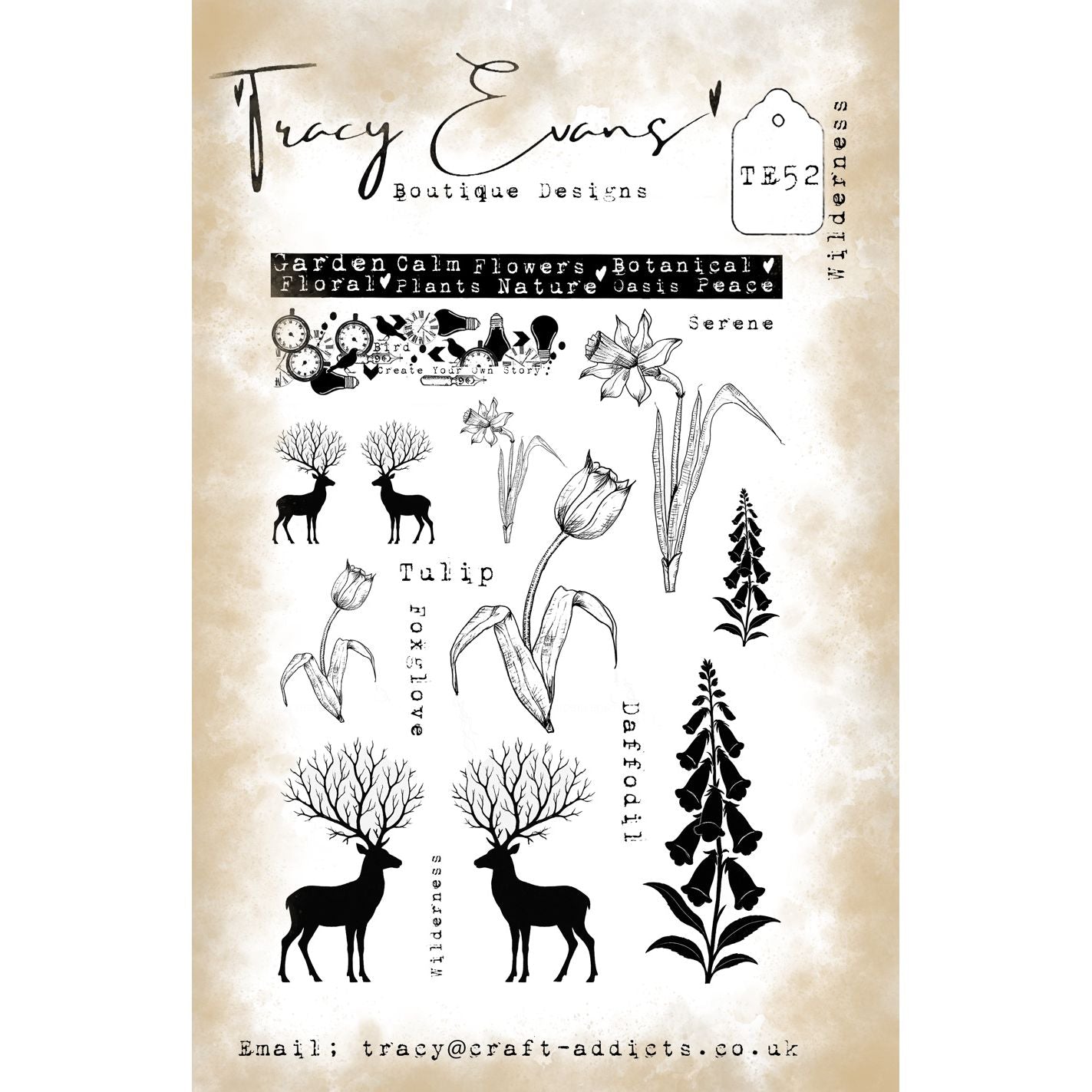 Tracy Evans Boutique Designs Wilderness A5 Clear Stamps te52