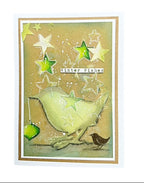 Tracy Evans Boutique Designs Wren 4x4 Snippet Stencil ss40 birds stars winter wishes card