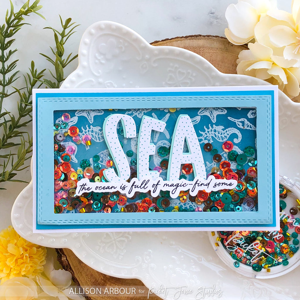 Picket Fence Studios Tranquil Seas Clear Stamps oc-133 shaker