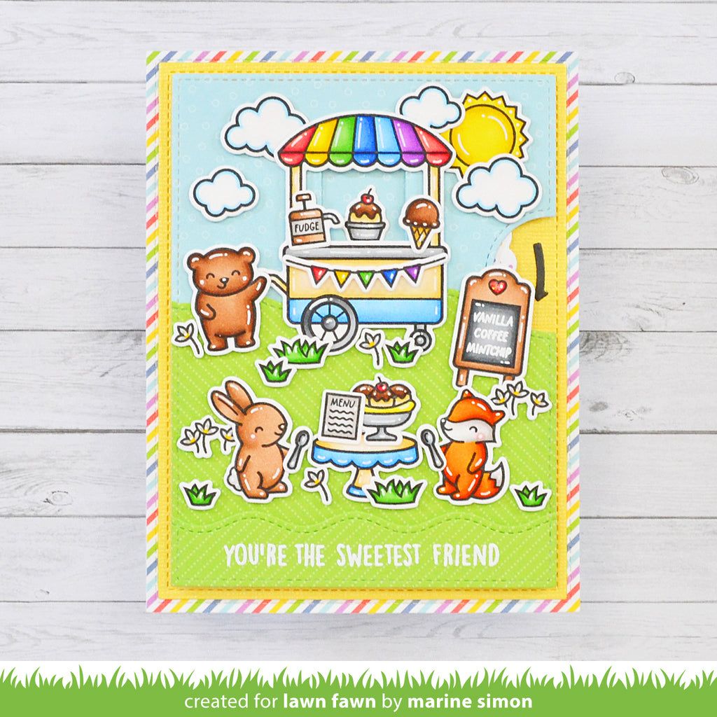 Lawn Fawn Treat Cart Clear Stamps lf3408 Sweetest Friend