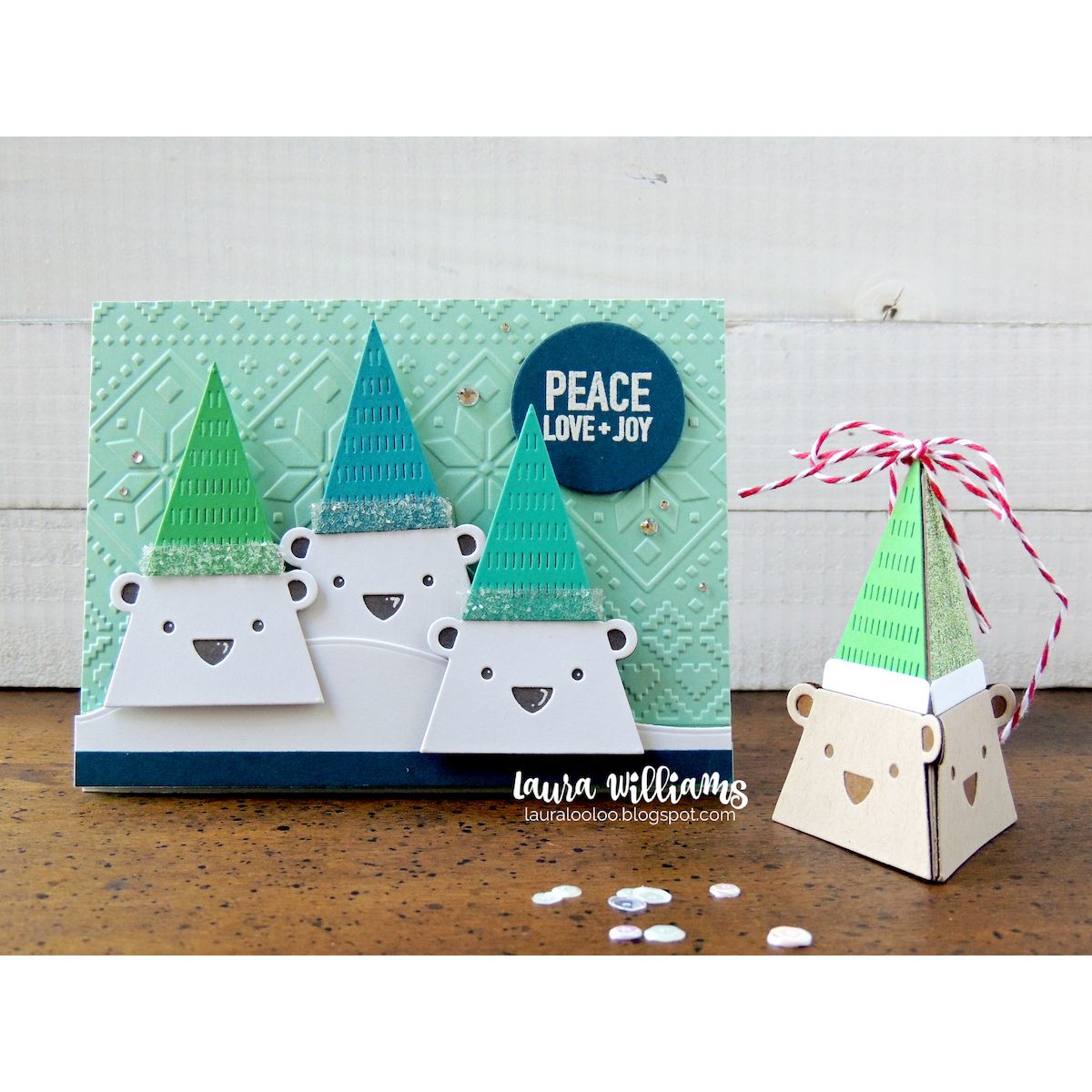 Simon Says Stamp Triangle Bear Bundle set1105tb And Everything Nice Christmas Card and Ornament