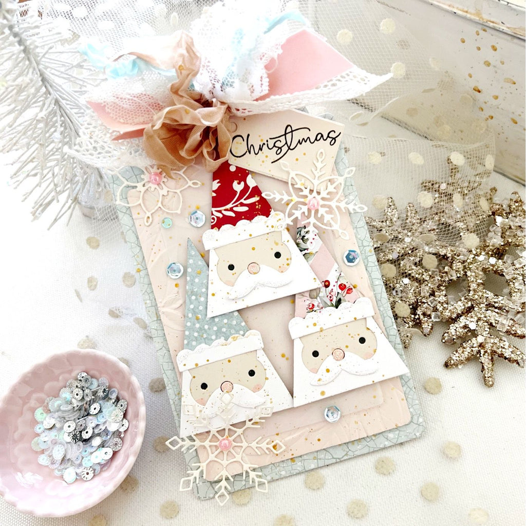 Simon Says Stamp Triangle Santa Wafer Die s1056 And Everything Nice Christmas Tag