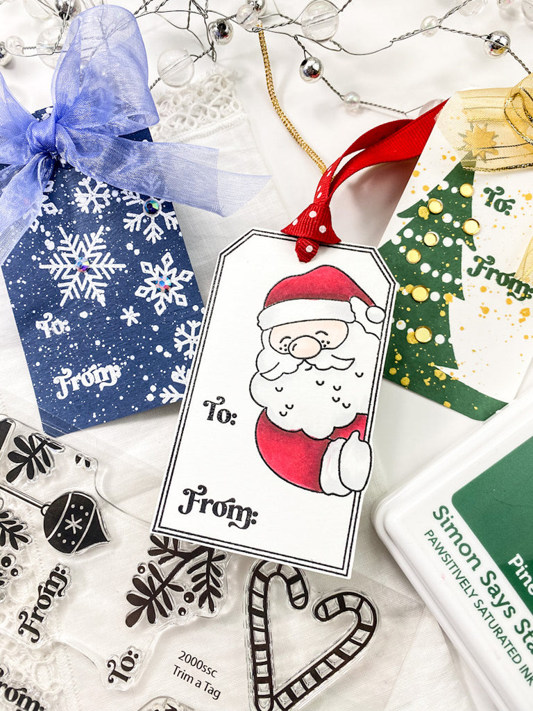 Simon Says Clear Stamps Trim A Tag 2000ssc Christmas Tags