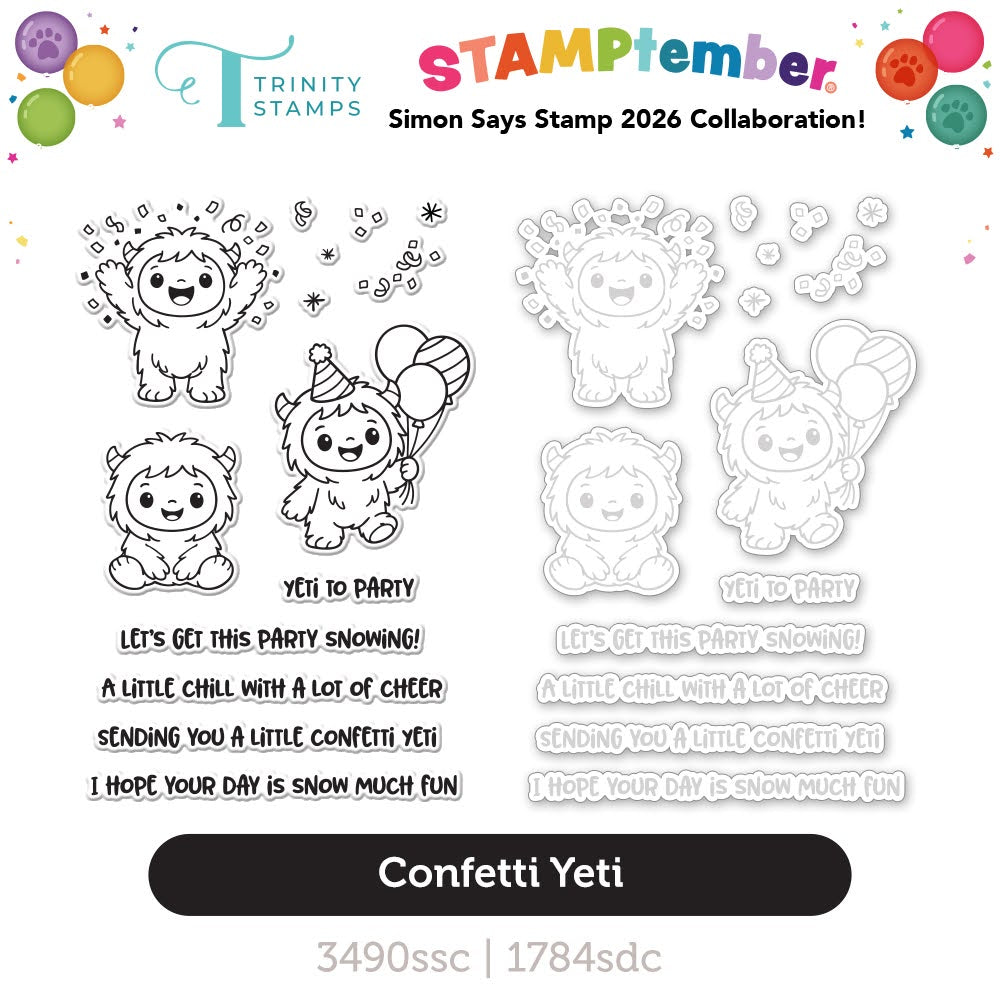 Trinity Stamps Confetti Yeti STAMPtember Exclusive Stamps and Dies