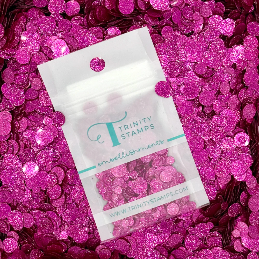 Trinity Stamps Fuchsia Sparkle Spots Flat Confetti Embellishment Mix emb-0242