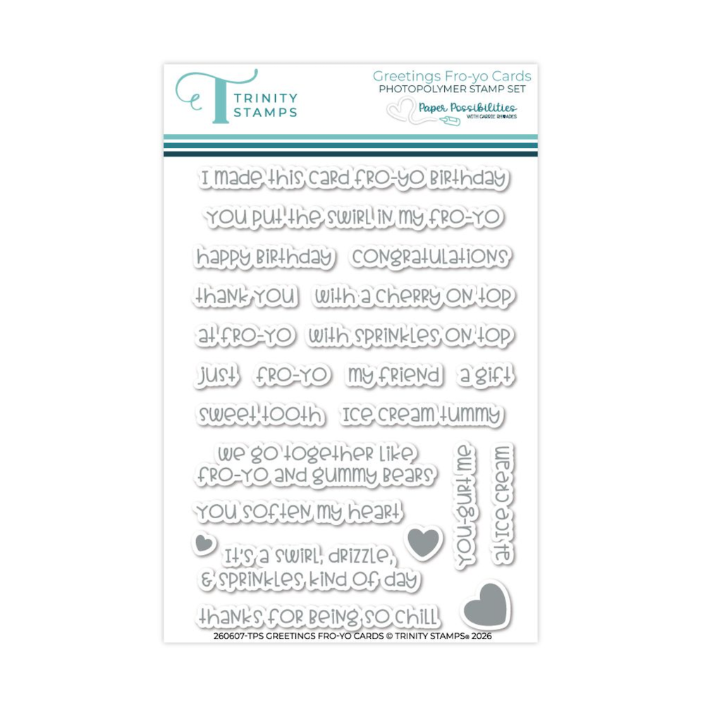 Trinity Stamps Greetings Fro-Yo Cards Clear Stamp Set 260607-tps