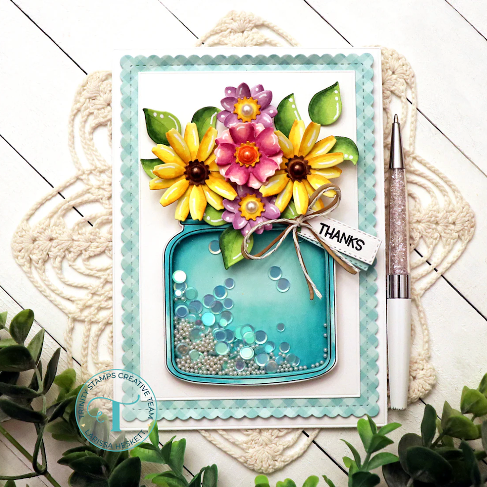 Trinity Stamps Half Pint Jar Clear Stamp Set tps-346 flowers