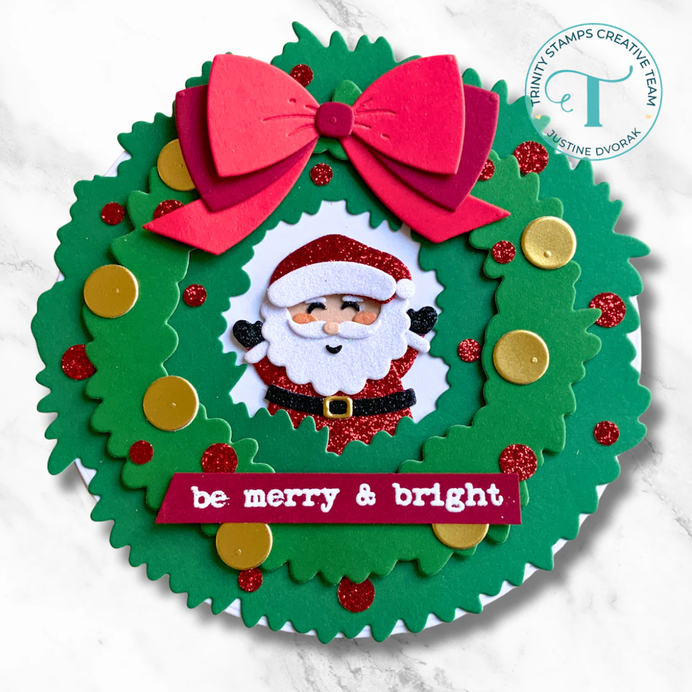 Trinity Stamps Holiday Wreath Circle Card Add-On Die Set tmd-366 merry