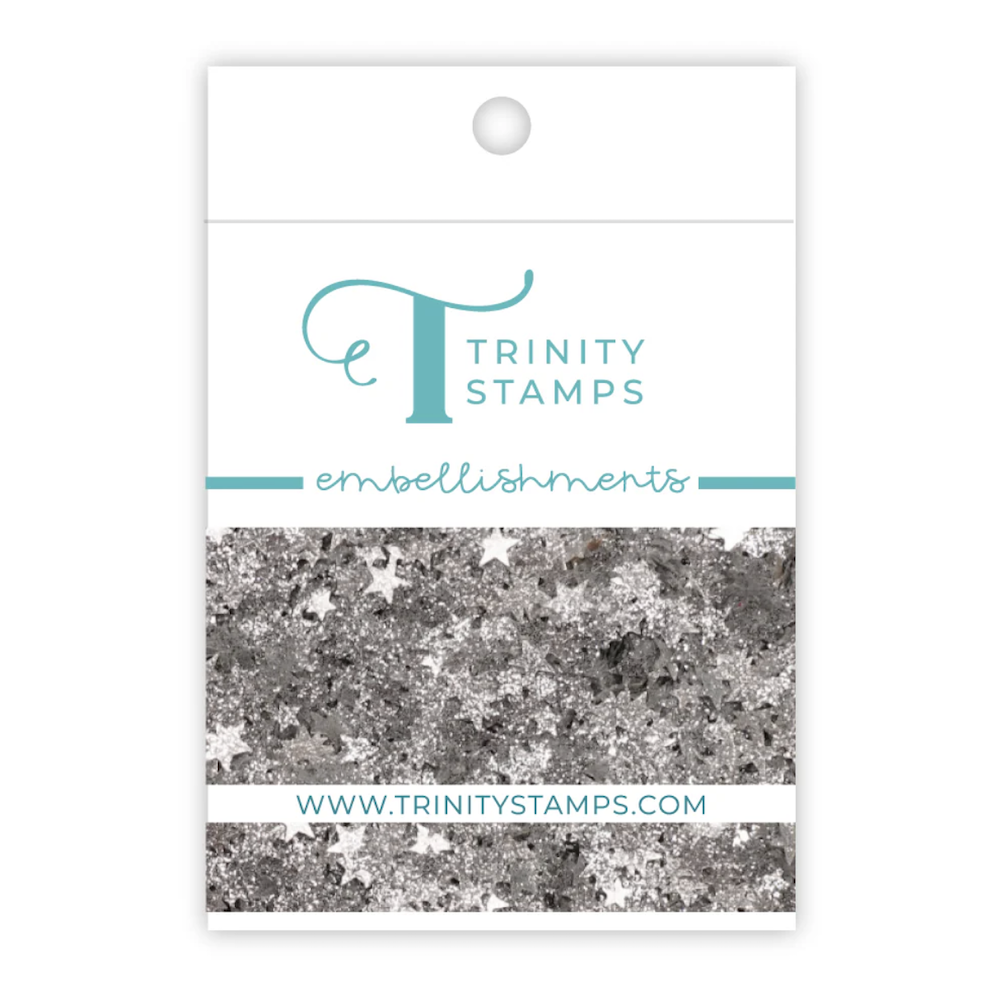 Trinity Stamps Silver Sparkle Stars Embellishment Mix emb-0457