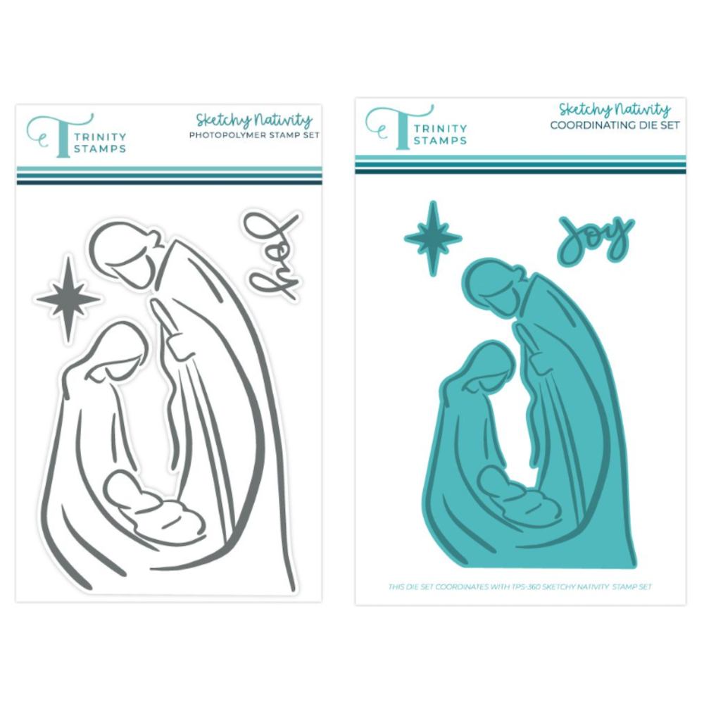Trinity Stamps Sketchy Nativity Stamp and Die Bundle v