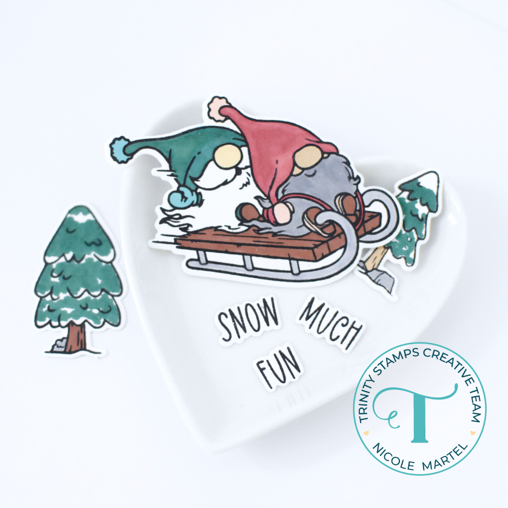 Trinity Stamps Sledding Fun Clear Stamp Set tps-354 gnome