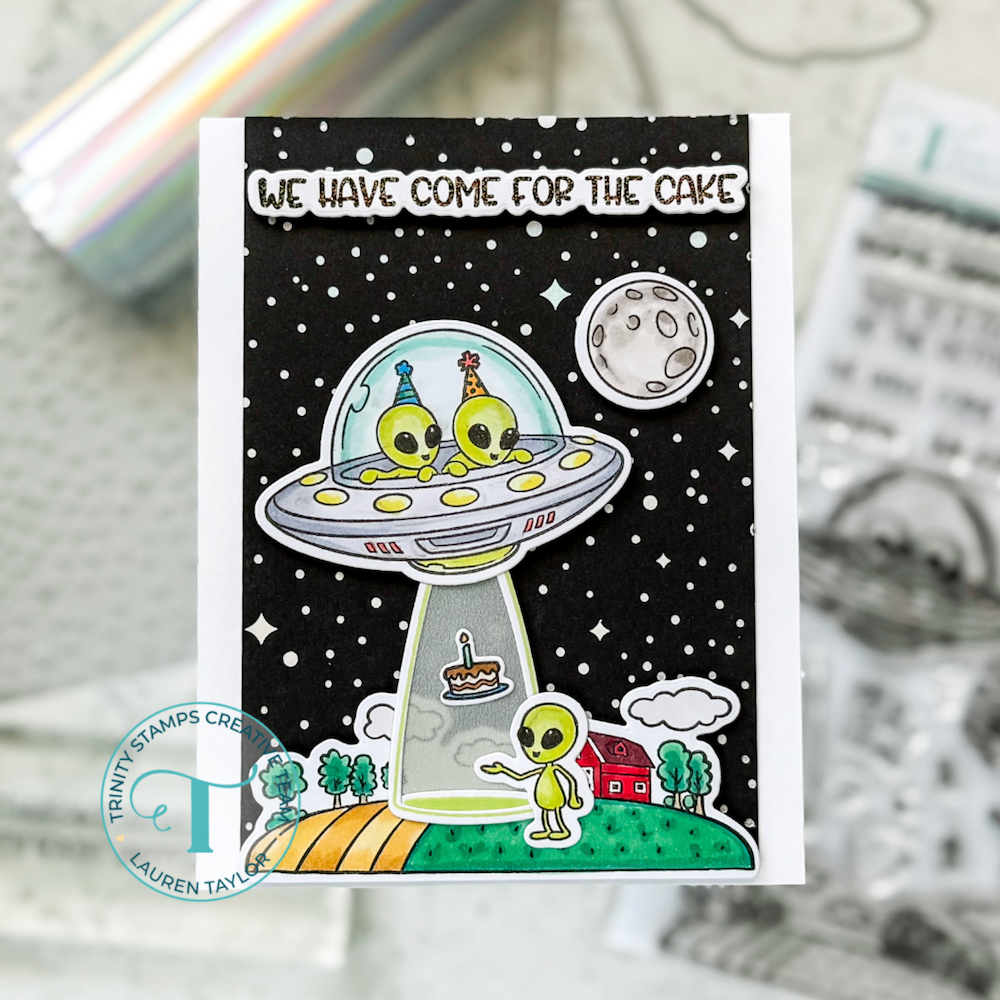Trinity Stamps We’ve Come For Cake Clear Stamp Set tps-376 alien