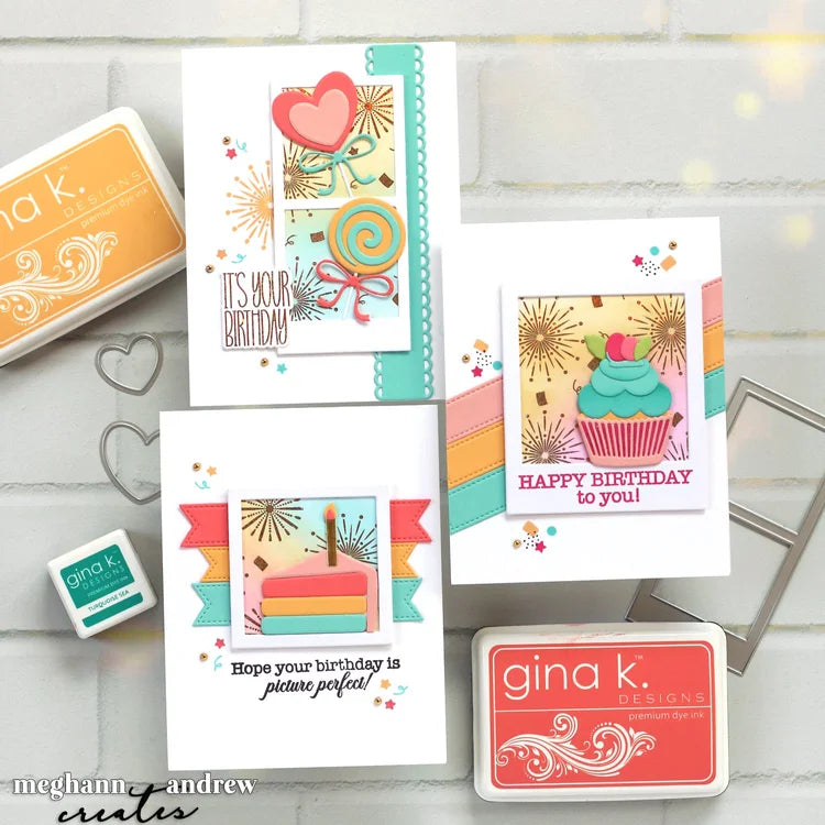Trio of Birthday Cards with colorful theme