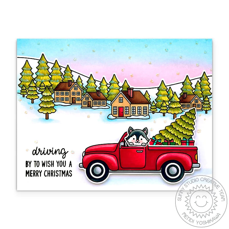 Sunny Studio Truckloads of Love Clear Stamps sscl-356 merry christmas