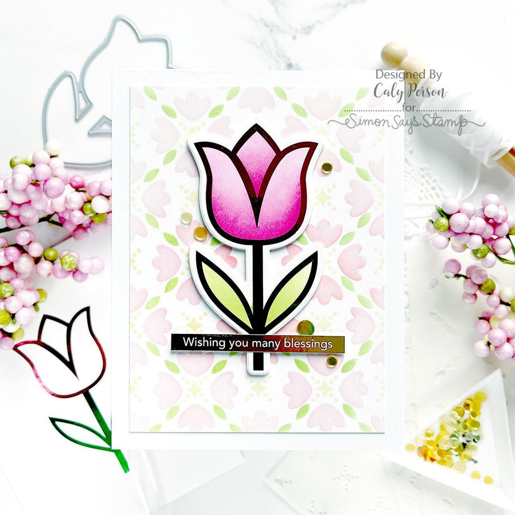 Simon Says Stamp Stencils Tulip Stem 1021stc Splendor Easter Card | color-code:ALT02