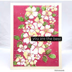 Simon Says Stamp Set of 5 Stencils Tumbling Flowers 1061stc To Love Thanks Card
