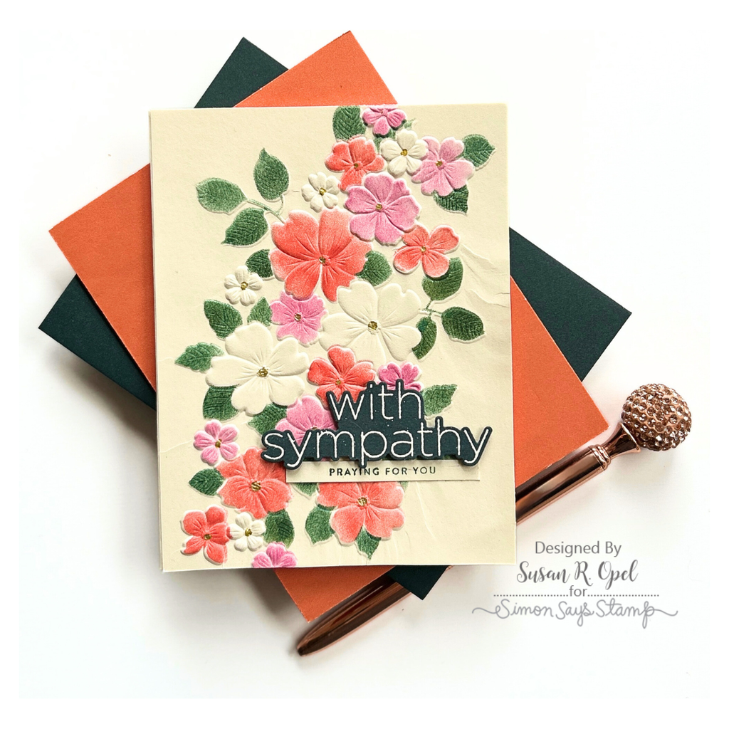 Simon Says Stamp Set of 5 Stencils Tumbling Flowers 1061stc To Love Sympathy Card